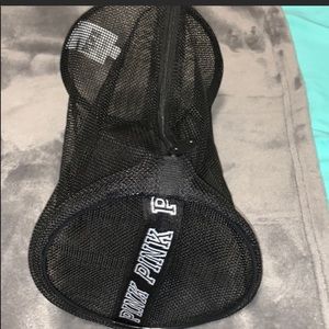 PINK black mesh bra wash bag